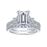 Gabriel & Co. ER14070E6W44JJ Fiora – 14K White Gold Emerald Cut Three-Stone Diamond Engagement Ring
