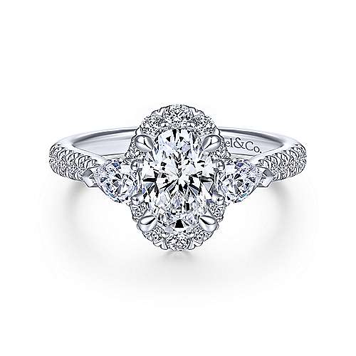 Gabriel & Co. Marietta ER14401O4W44JJ – 14K White Gold Oval Diamond Engagement Ring