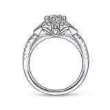 Gabriel & Co. ER14411R4W44JJ Veronique – Unique 14K White Gold Vintage Inspired Halo Diamond Engagement Ring