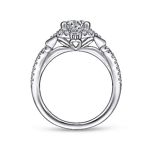 Gabriel & Co. ER14411R4W44JJ Veronique – Unique 14K White Gold Vintage Inspired Halo Diamond Engagement Ring