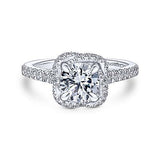 Gabriel & Co. Warner ER14412R4W44JJ – 14K White Gold Cushion Halo Round Diamond Engagement Ring