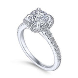 Gabriel & Co. Warner ER14412R4W44JJ – 14K White Gold Cushion Halo Round Diamond Engagement Ring