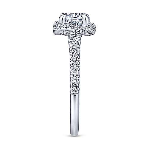 Gabriel & Co. Warner ER14412R4W44JJ – 14K White Gold Cushion Halo Round Diamond Engagement Ring