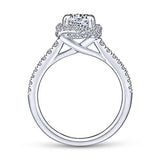 Gabriel & Co. Warner ER14412R4W44JJ – 14K White Gold Cushion Halo Round Diamond Engagement Ring