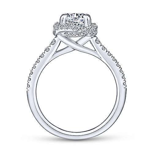 Gabriel & Co. Warner ER14412R4W44JJ – 14K White Gold Cushion Halo Round Diamond Engagement Ring