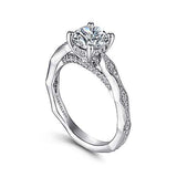 Gabriel & Co. Victorian – 14K White Gold Round Diamond Engagement Ring (ER14427R4W44JJ)