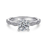 Gabriel & Co. Victorian – 14K White Gold Round Diamond Engagement Ring (ER14427R4W44JJ)