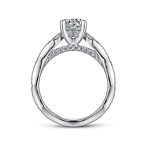 Gabriel & Co. Victorian – 14K White Gold Round Diamond Engagement Ring (ER14427R4W44JJ)