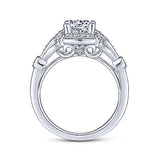 Gabriel & Co. Columbus ER14430R4W44JJ – Unique 14K White Gold Art Deco Halo Diamond Engagement Ring
