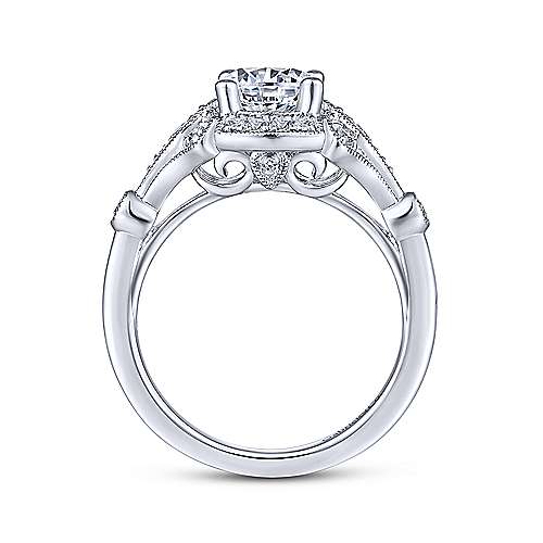 Gabriel & Co. Columbus ER14430R4W44JJ – Unique 14K White Gold Art Deco Halo Diamond Engagement Ring