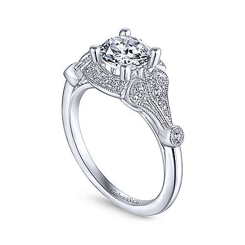 Gabriel & Co. Columbus ER14430R4W44JJ – Unique 14K White Gold Art Deco Halo Diamond Engagement Ring