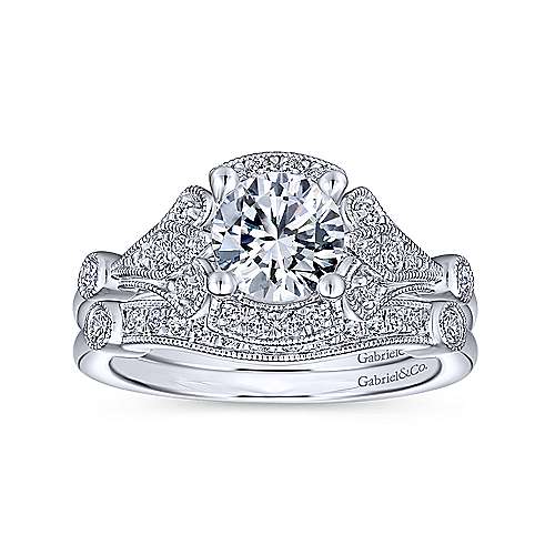 Gabriel & Co. Columbus ER14430R4W44JJ – Unique 14K White Gold Art Deco Halo Diamond Engagement Ring