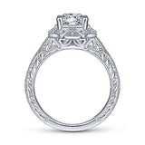 Gabriel & Co. R14444R4W44JJ Providence – Unique 14K White Gold Art Deco Halo Diamond Engagement Ring