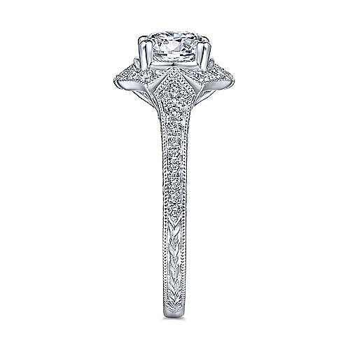 Gabriel & Co. R14444R4W44JJ Providence – Unique 14K White Gold Art Deco Halo Diamond Engagement Ring