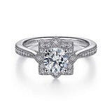 Gabriel & Co. ER14447R4W44JJ Gretel – Unique 14K White Gold Vintage Inspired Halo Diamond Engagement Ring
