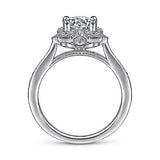 Gabriel & Co. ER14447R4W44JJ Gretel – Unique 14K White Gold Vintage Inspired Halo Diamond Engagement Ring