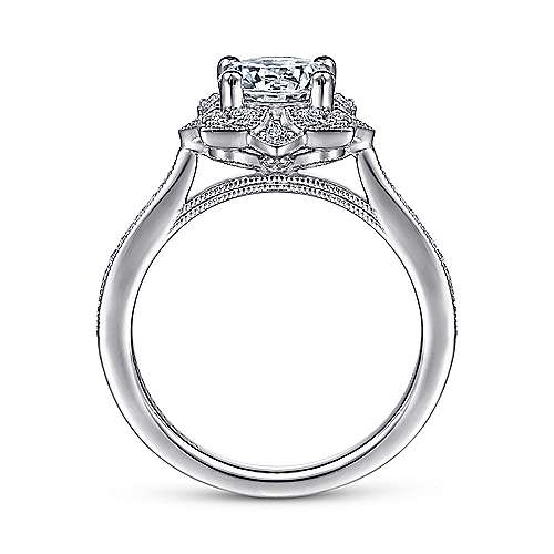 Gabriel & Co. ER14447R4W44JJ Gretel – Unique 14K White Gold Vintage Inspired Halo Diamond Engagement Ring
