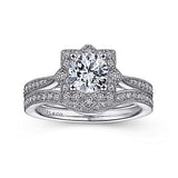 Gabriel & Co. ER14447R4W44JJ Gretel – Unique 14K White Gold Vintage Inspired Halo Diamond Engagement Ring