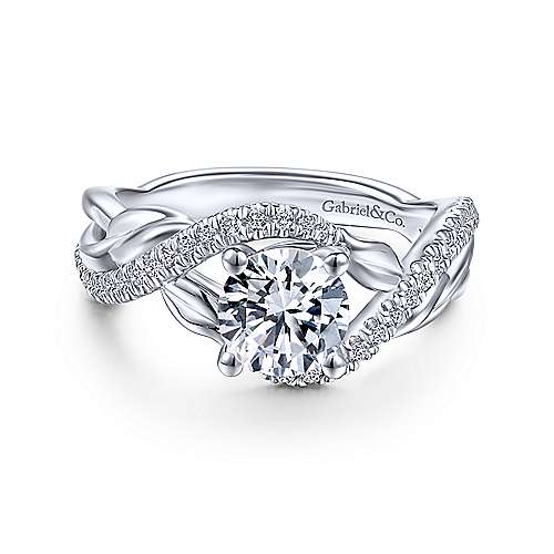 Gabriel & Co. Tennison ER14449R4W44JJ – 14K White Gold Round Diamond Bypass Engagement Ring