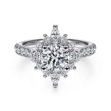 Gabriel & Co. Astor ER14450R4W44JJ – Unique 14K White Gold Halo Diamond Engagement Ring