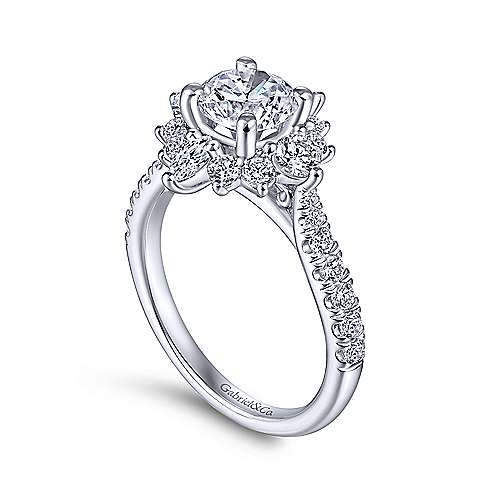 Gabriel & Co. Astor ER14450R4W44JJ – Unique 14K White Gold Halo Diamond Engagement Ring