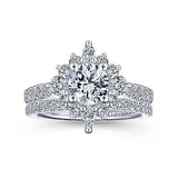 Gabriel & Co. Astor ER14450R4W44JJ – Unique 14K White Gold Halo Diamond Engagement Ring