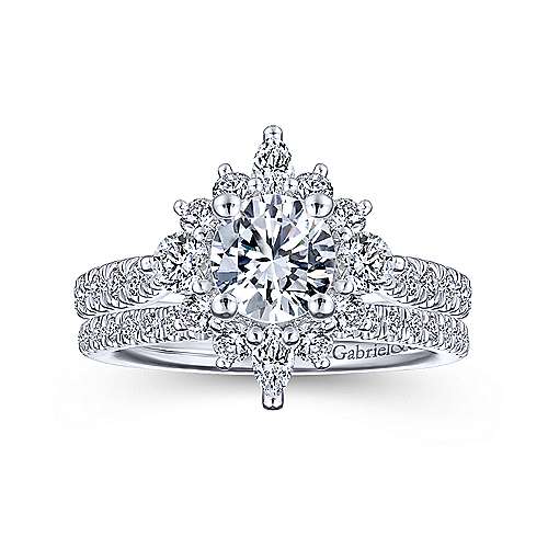 Gabriel & Co. Astor ER14450R4W44JJ – Unique 14K White Gold Halo Diamond Engagement Ring