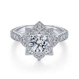Gabriel & Co. Bellamy ER14451R4W44JJ – Unique 14K White Gold Halo Diamond Engagement Ring