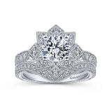 Gabriel & Co. Bellamy ER14451R4W44JJ – Unique 14K White Gold Halo Diamond Engagement Ring