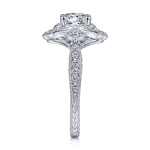 Gabriel & Co. Bellamy ER14451R4W44JJ – Unique 14K White Gold Halo Diamond Engagement Ring