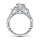 Gabriel & Co. Bellamy ER14451R4W44JJ – Unique 14K White Gold Halo Diamond Engagement Ring