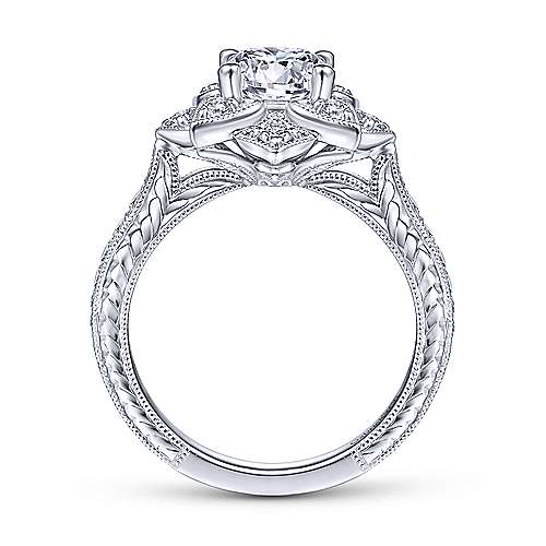 Gabriel & Co. Bellamy ER14451R4W44JJ – Unique 14K White Gold Halo Diamond Engagement Ring