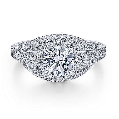 Gabriel & Co. R14485R4W44JJ Cruiser – 14K White Gold Round Diamond Engagement Ring