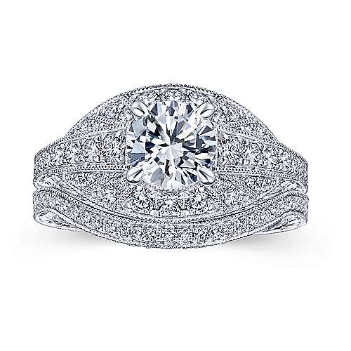 Gabriel & Co. R14485R4W44JJ Cruiser – 14K White Gold Round Diamond Engagement Ring