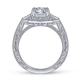 Gabriel & Co. R14487R4W44SA Harbour – 14K White Gold Round Sapphire and Diamond Engagement Ring