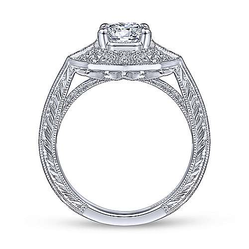 Gabriel & Co. R14487R4W44SA Harbour – 14K White Gold Round Sapphire and Diamond Engagement Ring