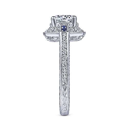 Gabriel & Co. R14487R4W44SA Harbour – 14K White Gold Round Sapphire and Diamond Engagement Ring