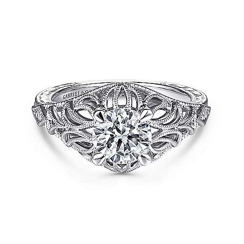 Gabriel & Co. R14493R4W44JJ Darren – 14K White Gold Round Diamond Engagement Ring