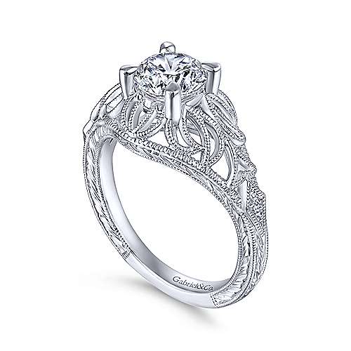 Gabriel & Co. R14493R4W44JJ Darren – 14K White Gold Round Diamond Engagement Ring