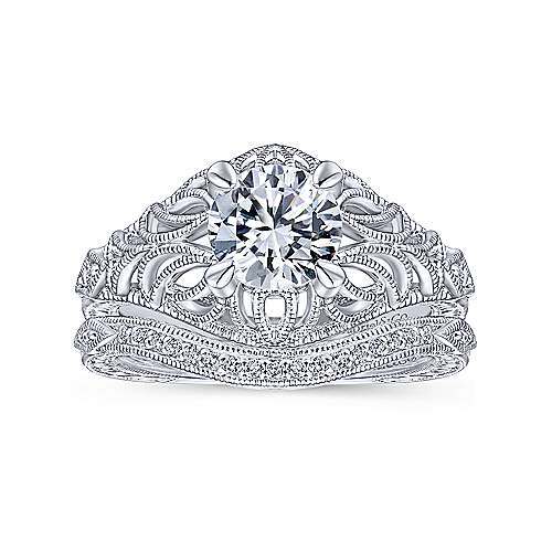 Gabriel & Co. R14493R4W44JJ Darren – 14K White Gold Round Diamond Engagement Ring