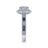 Gabriel & Co. R14494R4W44SA Rain – Art Deco 14K White Gold Octagonal Halo Round Sapphire and Diamond Engagement Ring