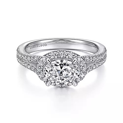 Gabriel & Co. Marbella ER14502O4W44JJ – 14K White Gold Horizontal Oval Halo Diamond Engagement Ring