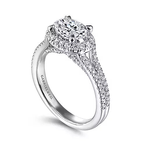 Gabriel & Co. Marbella ER14502O4W44JJ – 14K White Gold Horizontal Oval Halo Diamond Engagement Ring
