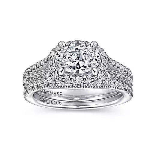 Gabriel & Co. Marbella ER14502O4W44JJ – 14K White Gold Horizontal Oval Halo Diamond Engagement Ring
