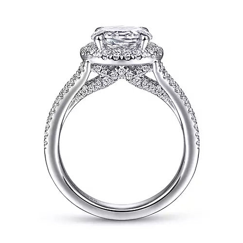 Gabriel & Co. Marbella ER14502O4W44JJ – 14K White Gold Horizontal Oval Halo Diamond Engagement Ring