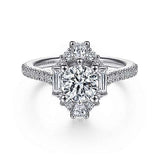 Gabriel & Co. Carrington ER14508R4W44JJ – Unique 14K White Gold Art Deco Halo Diamond Engagement Ring