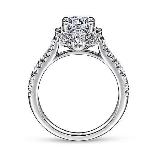 Gabriel & Co. Carrington ER14508R4W44JJ – Unique 14K White Gold Art Deco Halo Diamond Engagement Ring