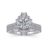 Gabriel & Co. Carrington ER14508R4W44JJ – Unique 14K White Gold Art Deco Halo Diamond Engagement Ring