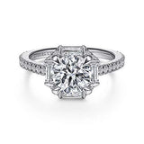 Gabriel & Co. R14526R6W83JJ Ryland – 18k White Gold Octagonal Halo Round Diamond Engagement Ring