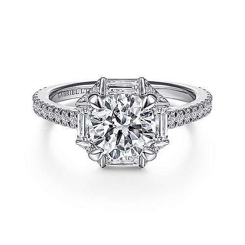 Gabriel & Co. R14526R6W83JJ Ryland – 18k White Gold Octagonal Halo Round Diamond Engagement Ring